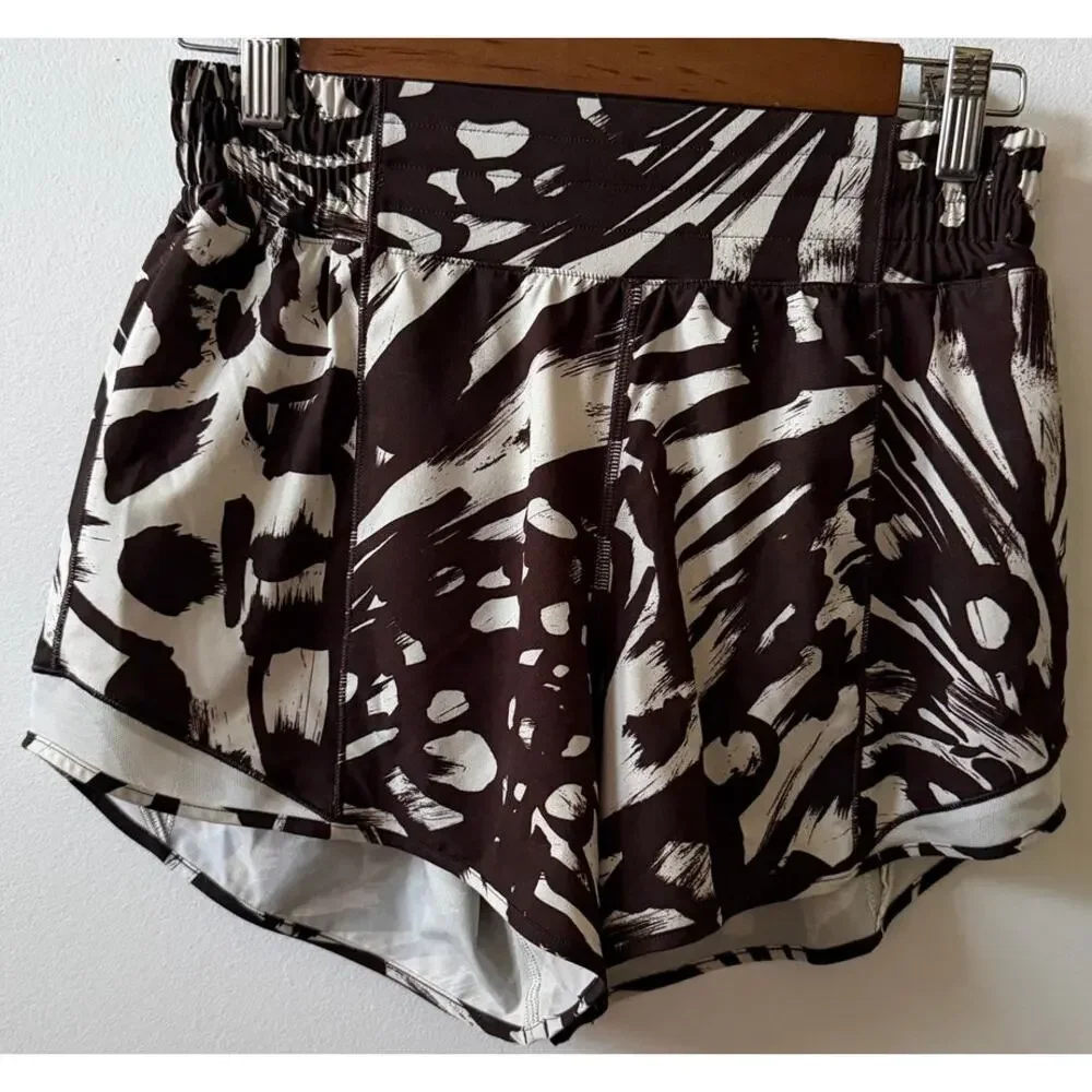 Lululemon hotty hot high rise monarch bloom bone espresso/bone size 6